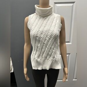 Derek Lam 10 Crosby Knit Sweater Texture Sleeveless Vest Cream Ivory Size Small